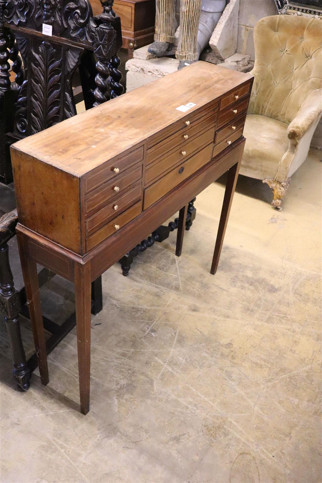 A George III mahogany chest on stand, width 99cm, depth 25cm, height 97cm